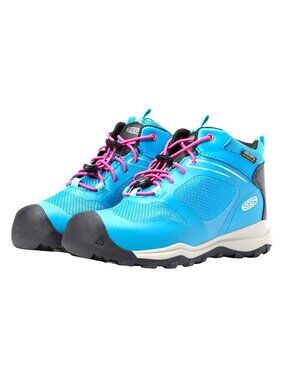 Keen Wanduro Waterproof Bungee Lace Hiking Trail Boots Youth 7 Blue Lightweight